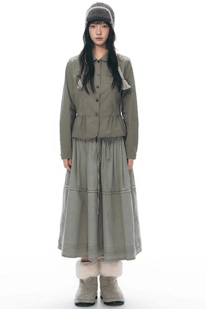 Elastic Cotton Dimensional Skirt