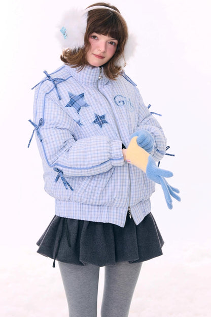 Blue Plaid Padded Jacket