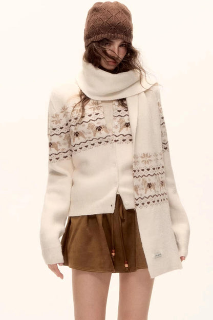 Jacquard Knit Cardigan Set