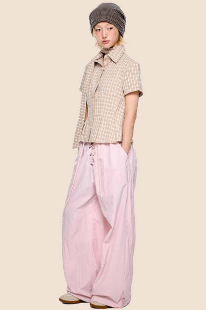 Plaid Tie Collar T-Shirt