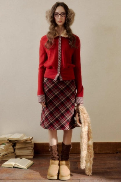 Retro Reindeer Plaid Sweater