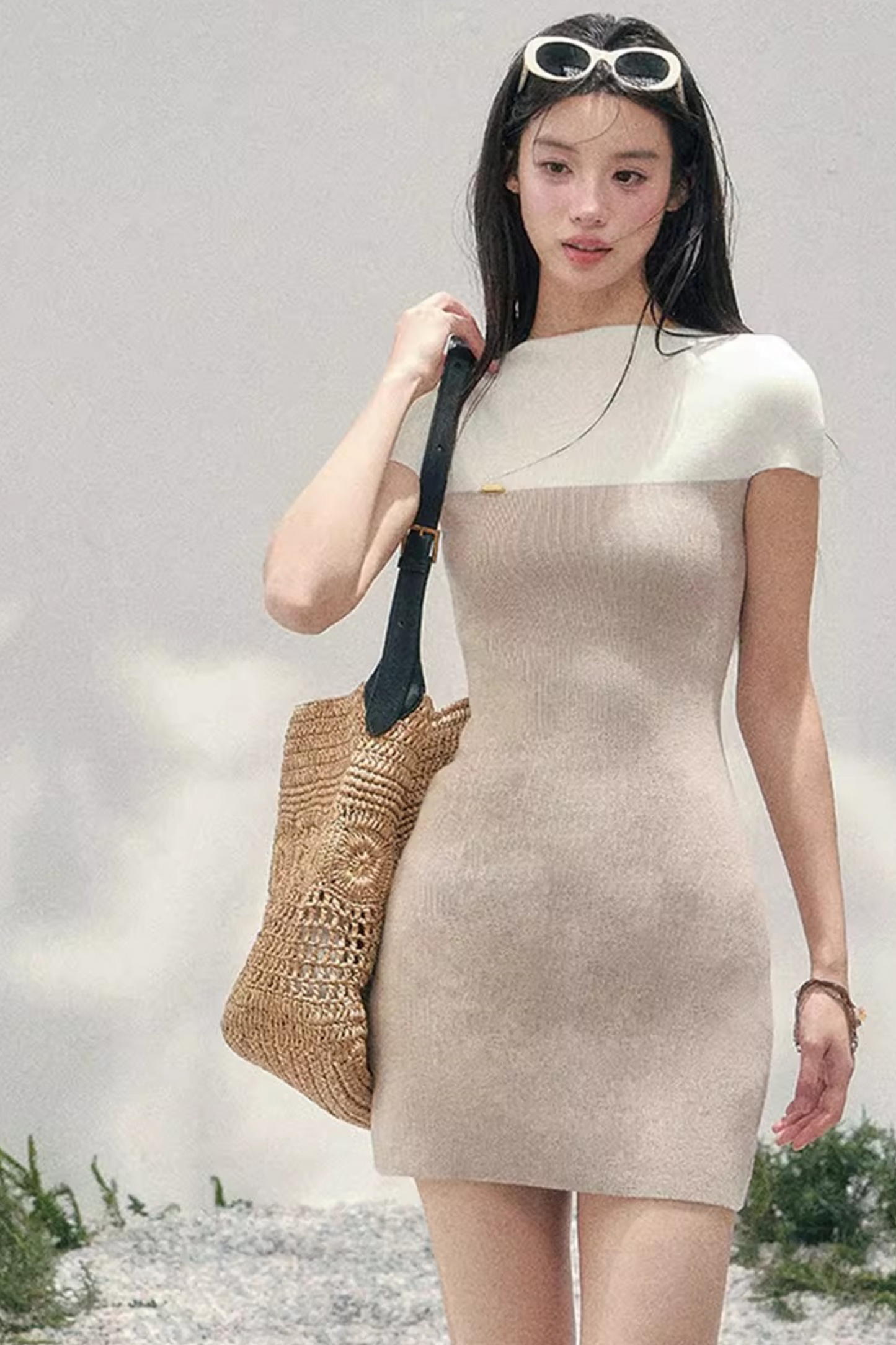 Elegant White Knit Dress