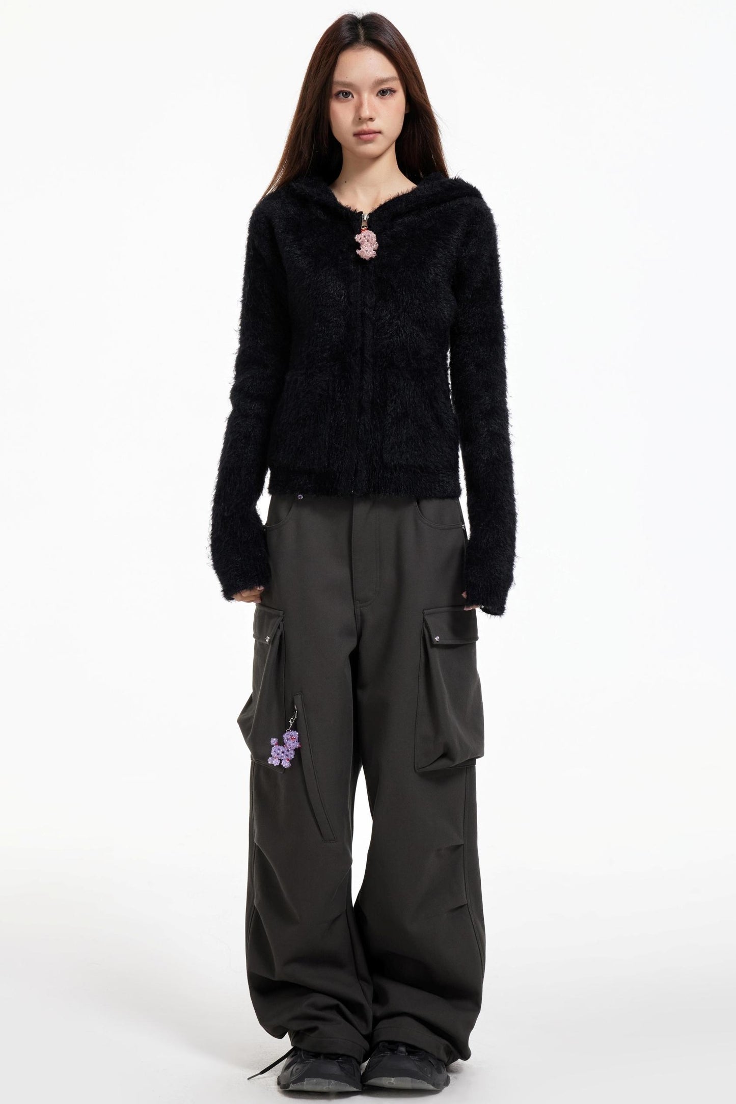 Swingable Hooded Plush Coat