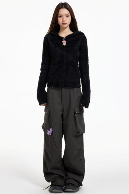 Swingable Hooded Plush Coat