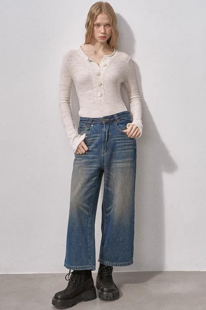 Sequin Henry Collar Knit Sweater