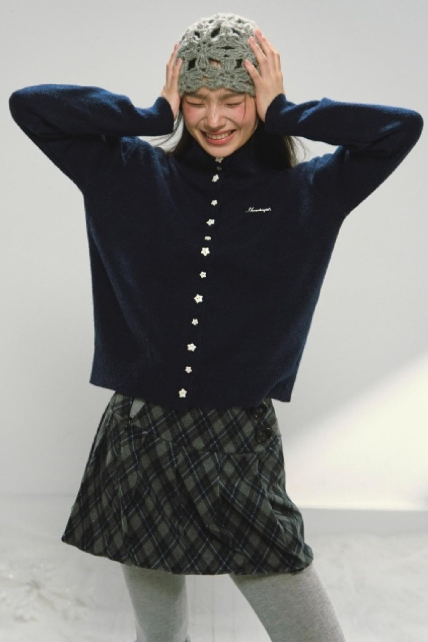 Vintage Star Button Cardigan Skirt Set-Up