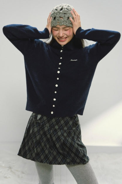 Vintage Star Button Cardigan Skirt Set-Up