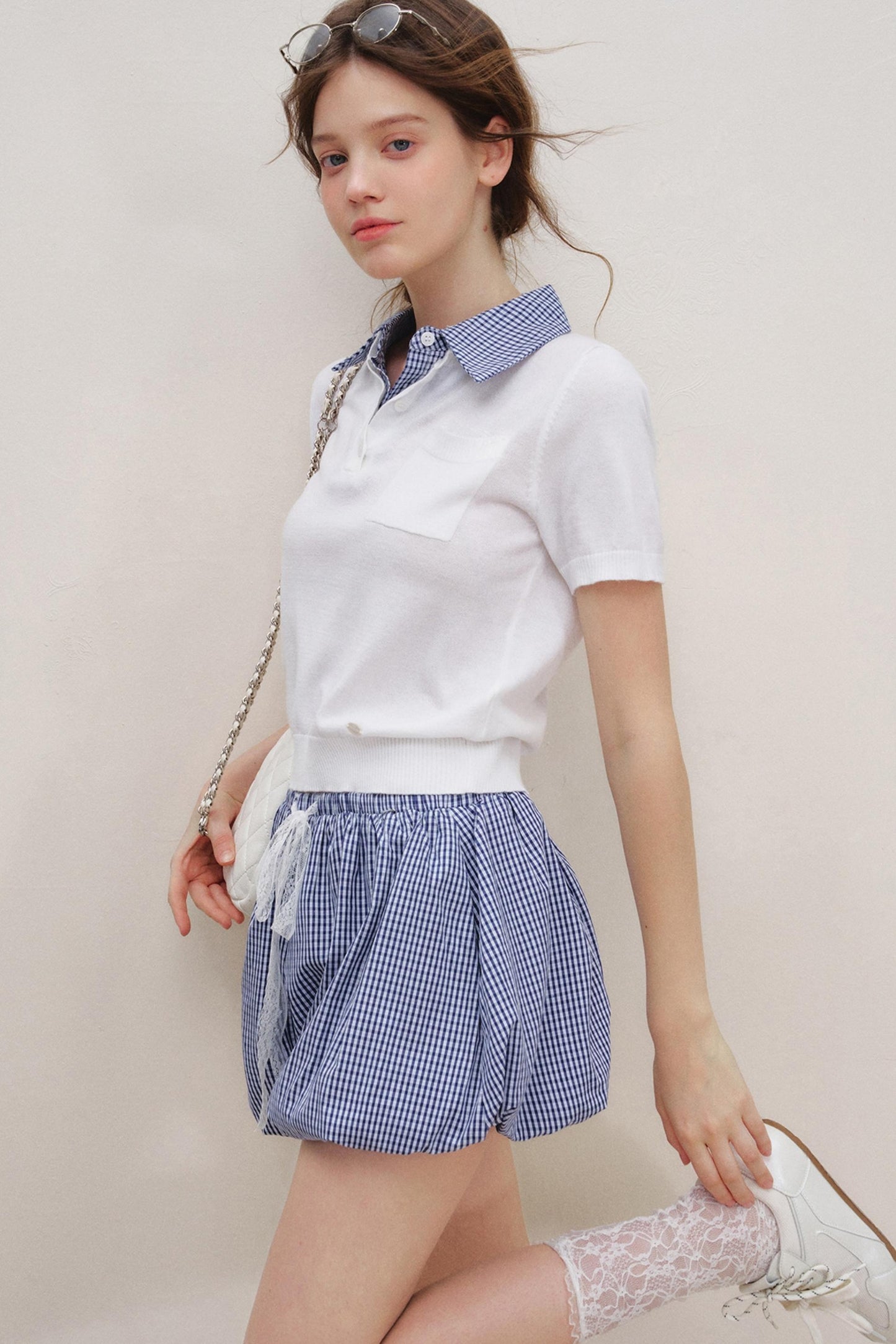 High-Waist Lace-Up Bubble Shorts