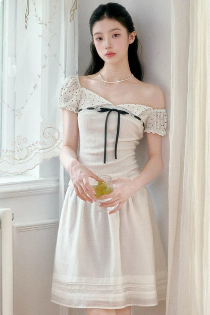 Vintage-Blusen-Set mit asymmetrischem eckigem Ausschnitt
