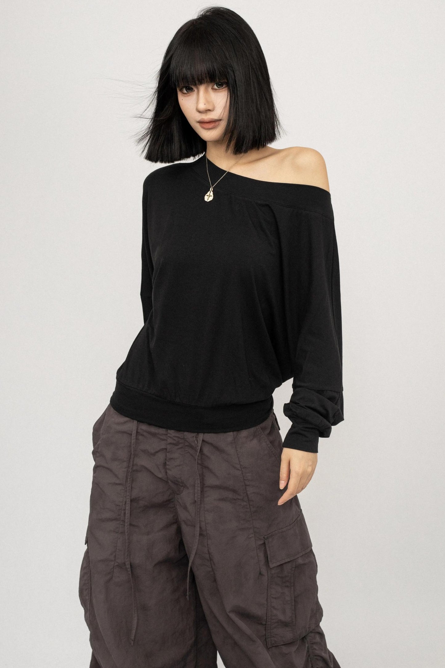 Autumn Off-Shoulder Long T-Shirt