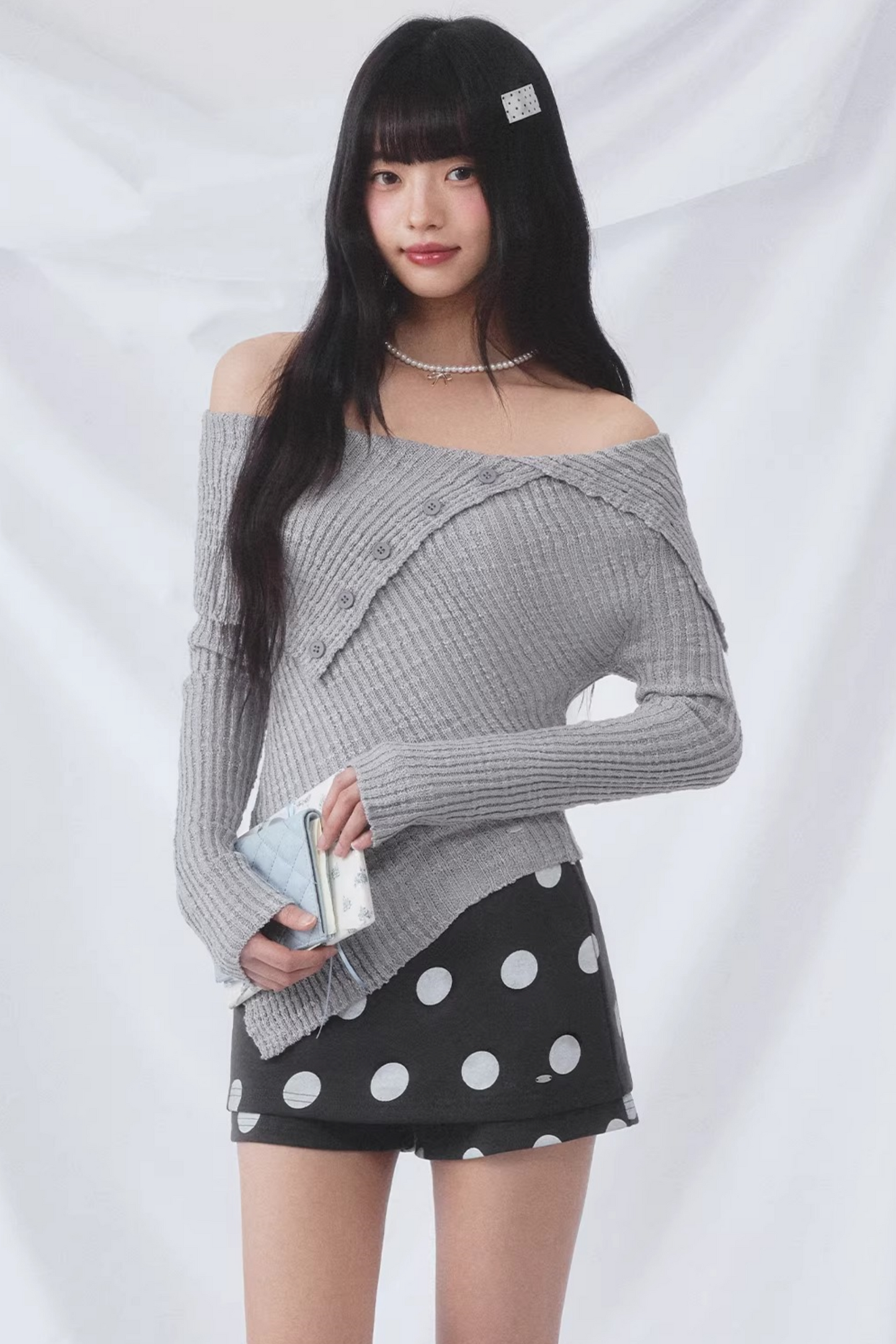 Conjunto de top de punto asimétrico coreano