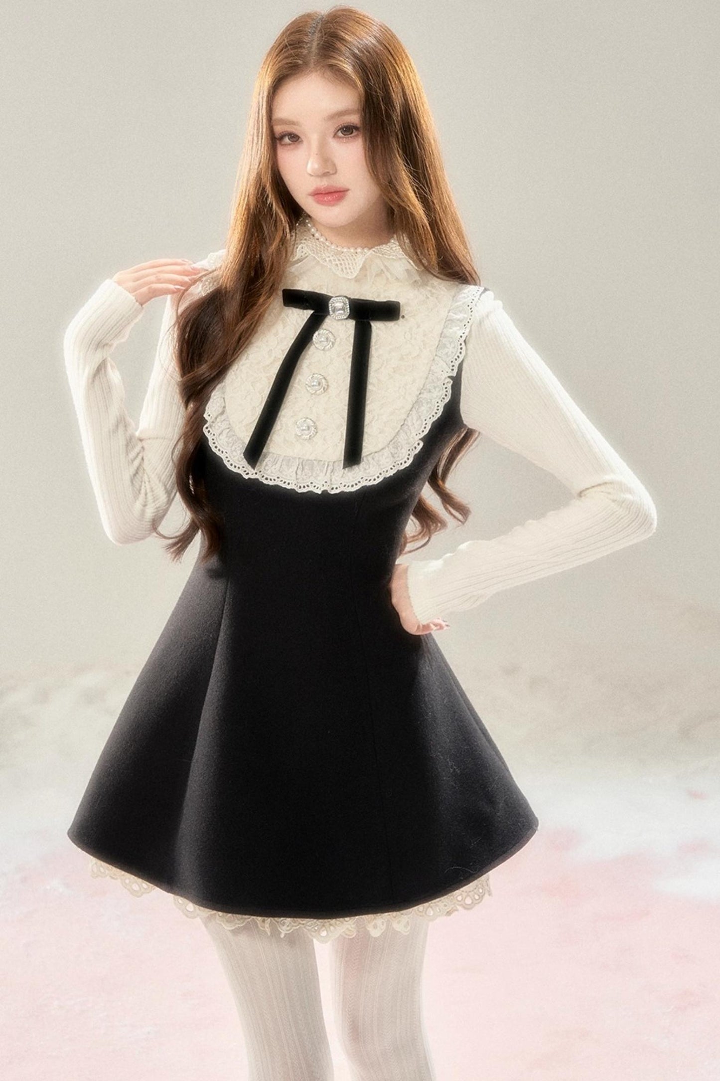 Elegant Woolen Lace Dress