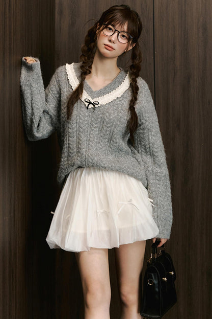 Chic V-Neck Knit Sweater
