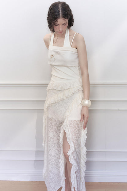 Lace Collar Knit Camisole Set