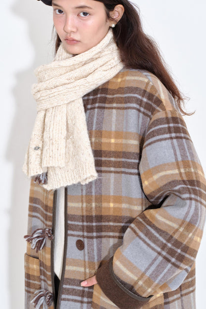 Handmade Textured Plaid Woolen Coat