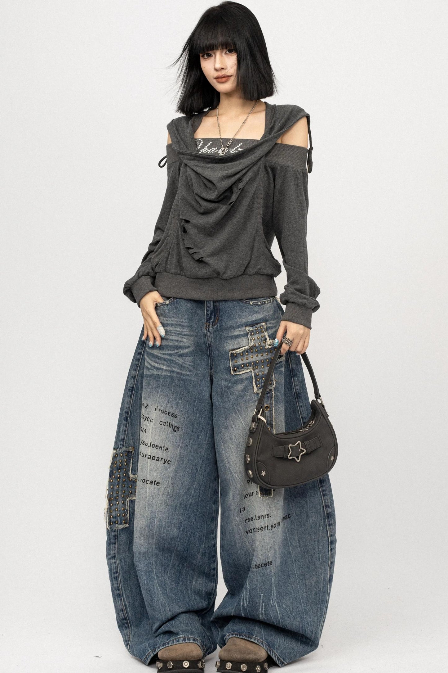 Autumn Swing Loose Gray Top