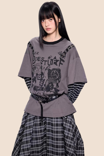 Rivet Patchwork Striped Top