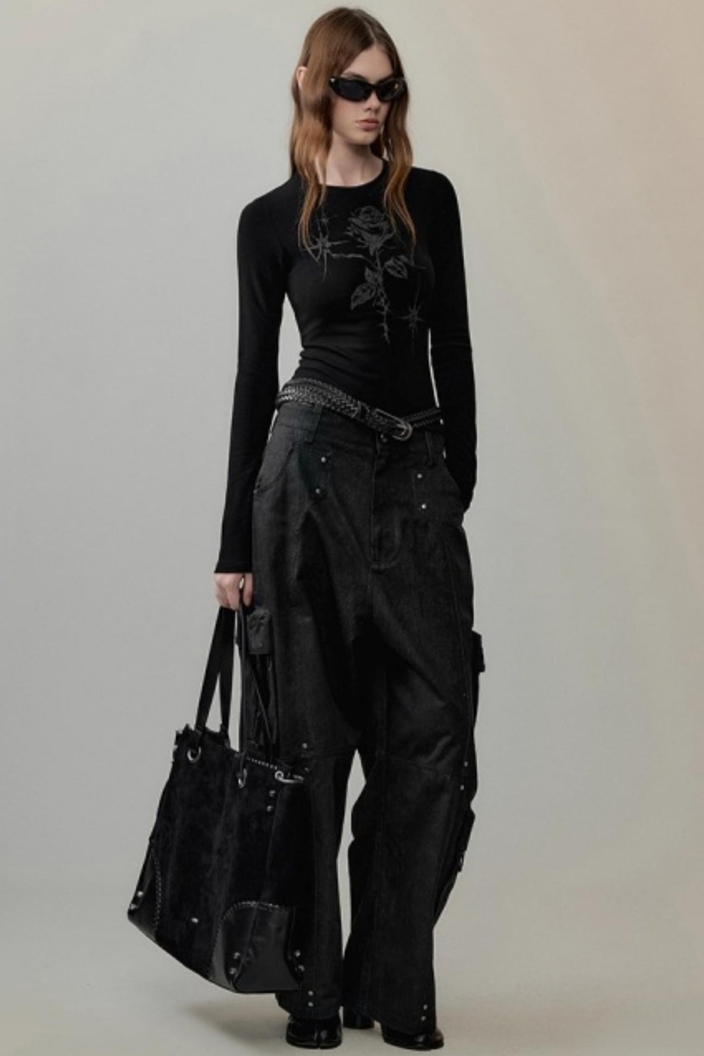 Hand-Painted Rose Knitted Top