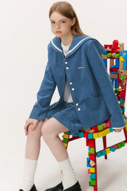 Navy Collar Corduroy Jacket