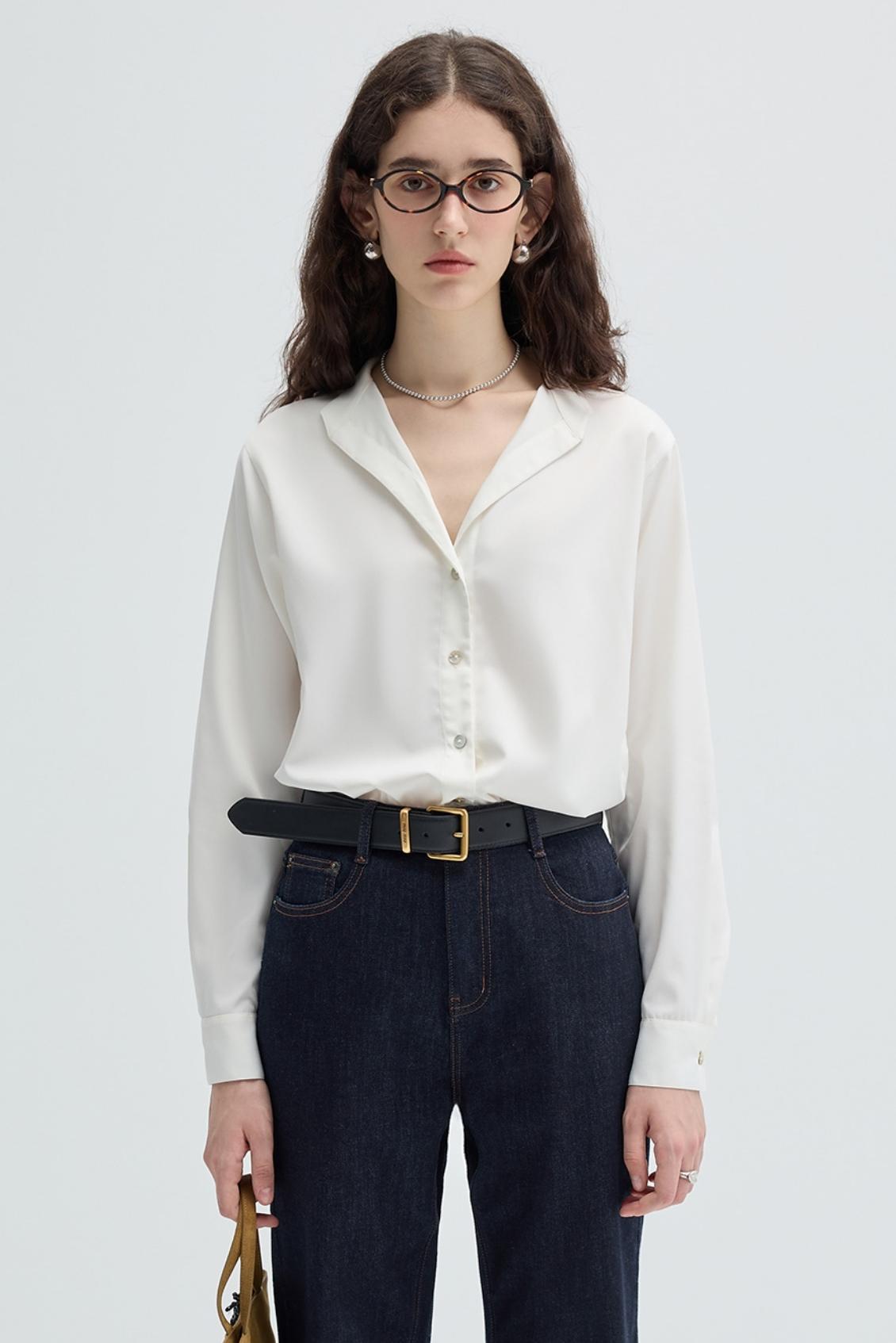 KOREAN STYLE WHITE V-NECK SHIRT