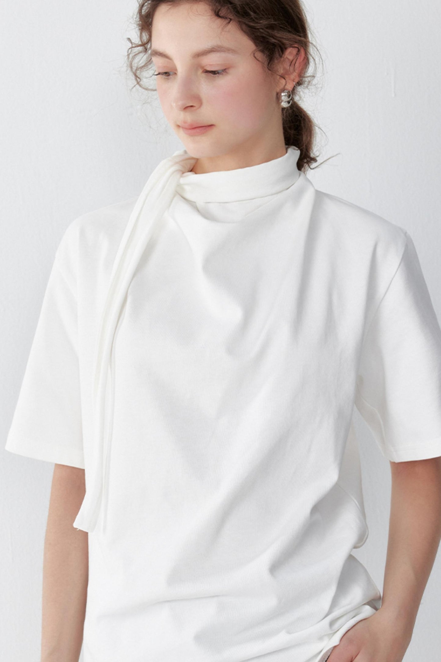 White And Black Cotton Simple T-Shirt