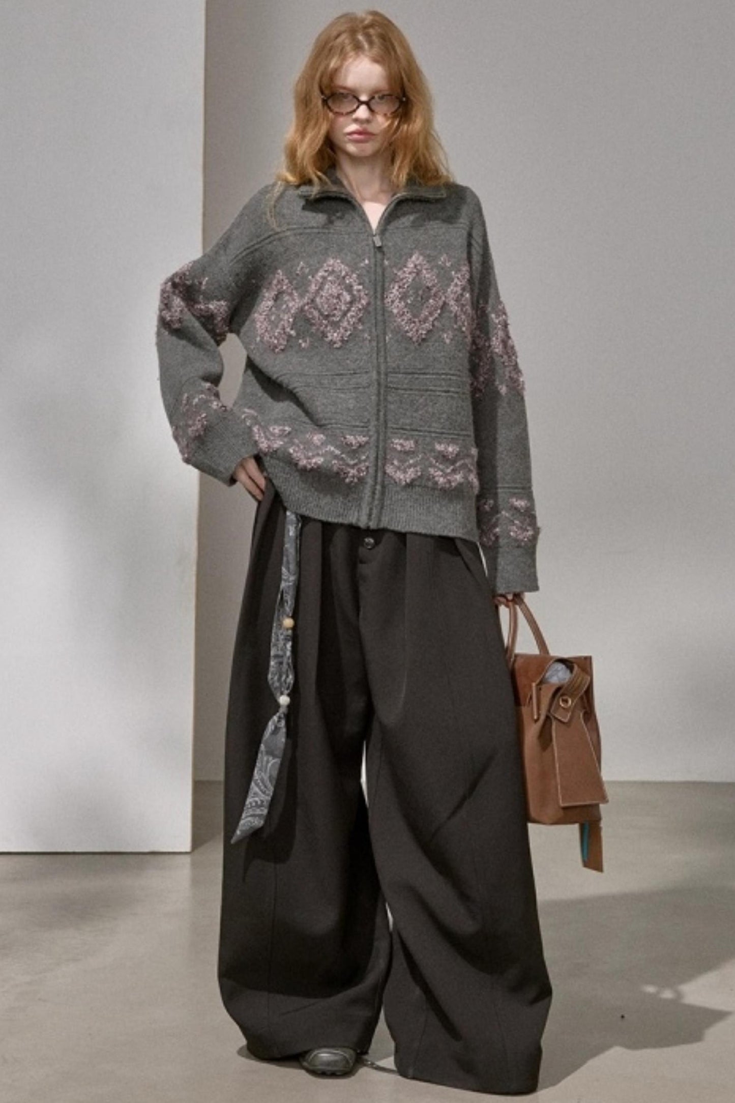 Diamond Pattern Knitted Cardigan