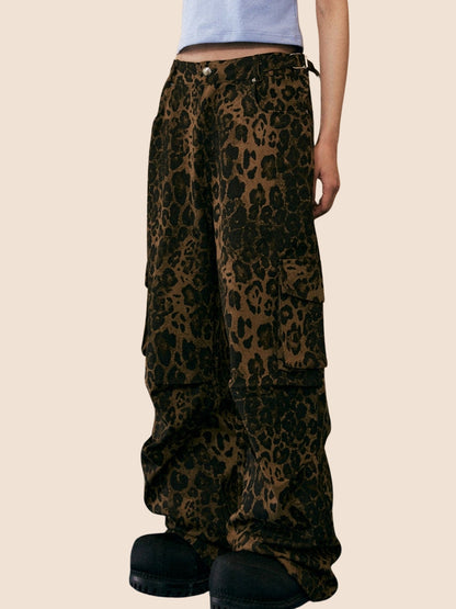 American Retro Leopard Print Casual Pants