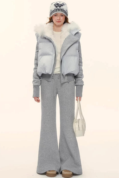 Fleece-Lined Flared Casual Pants