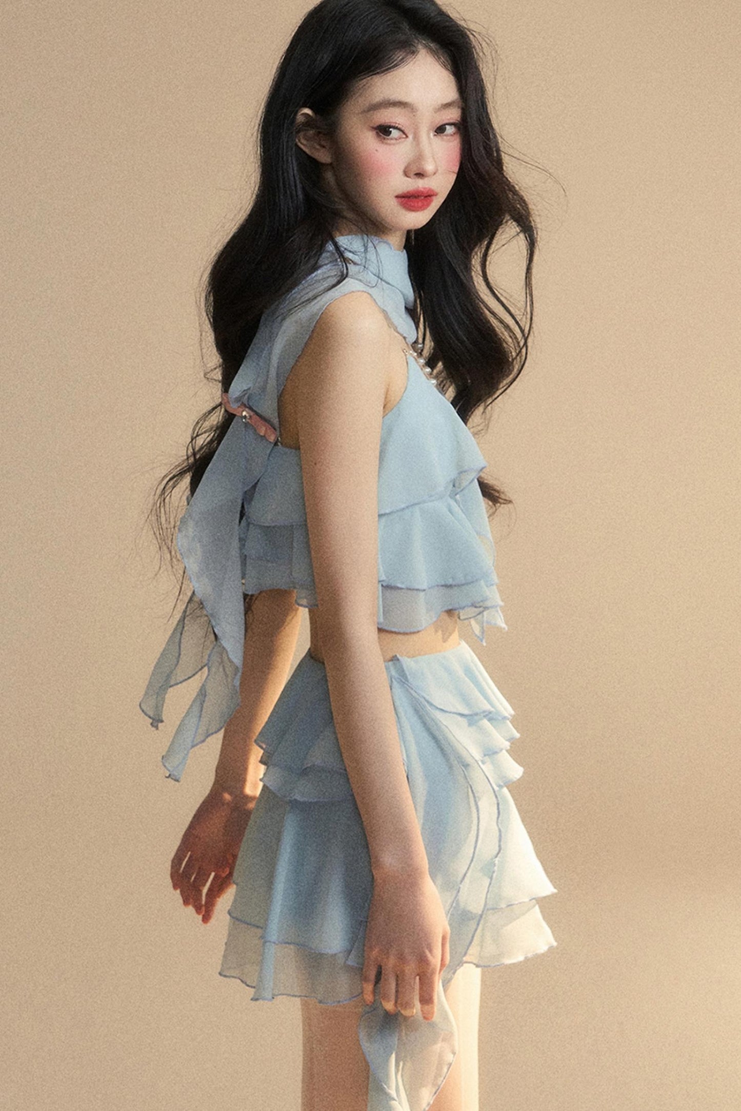 Luxury Halter With Skirt Set-Up