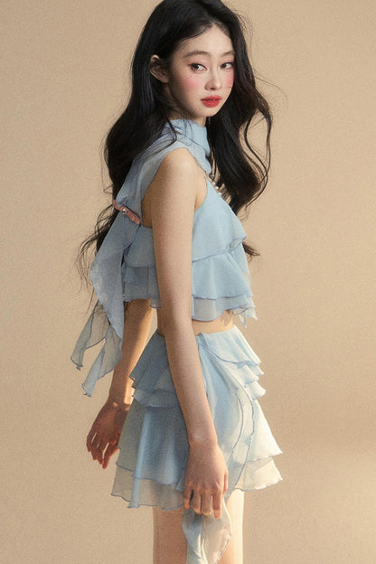 Luxury Halter With Skirt Set-Up