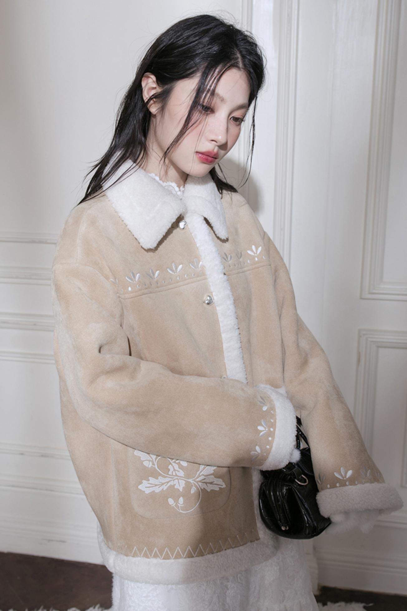 Warm Suede Embroidery Jacket