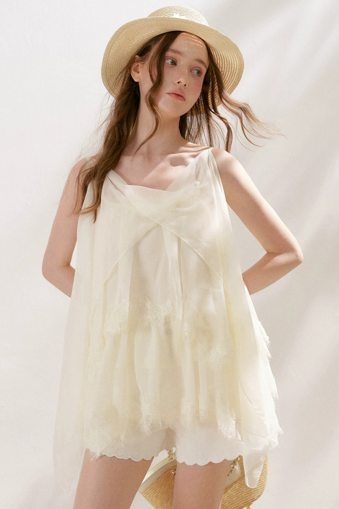 French Lace Mesh A-Line Skirt