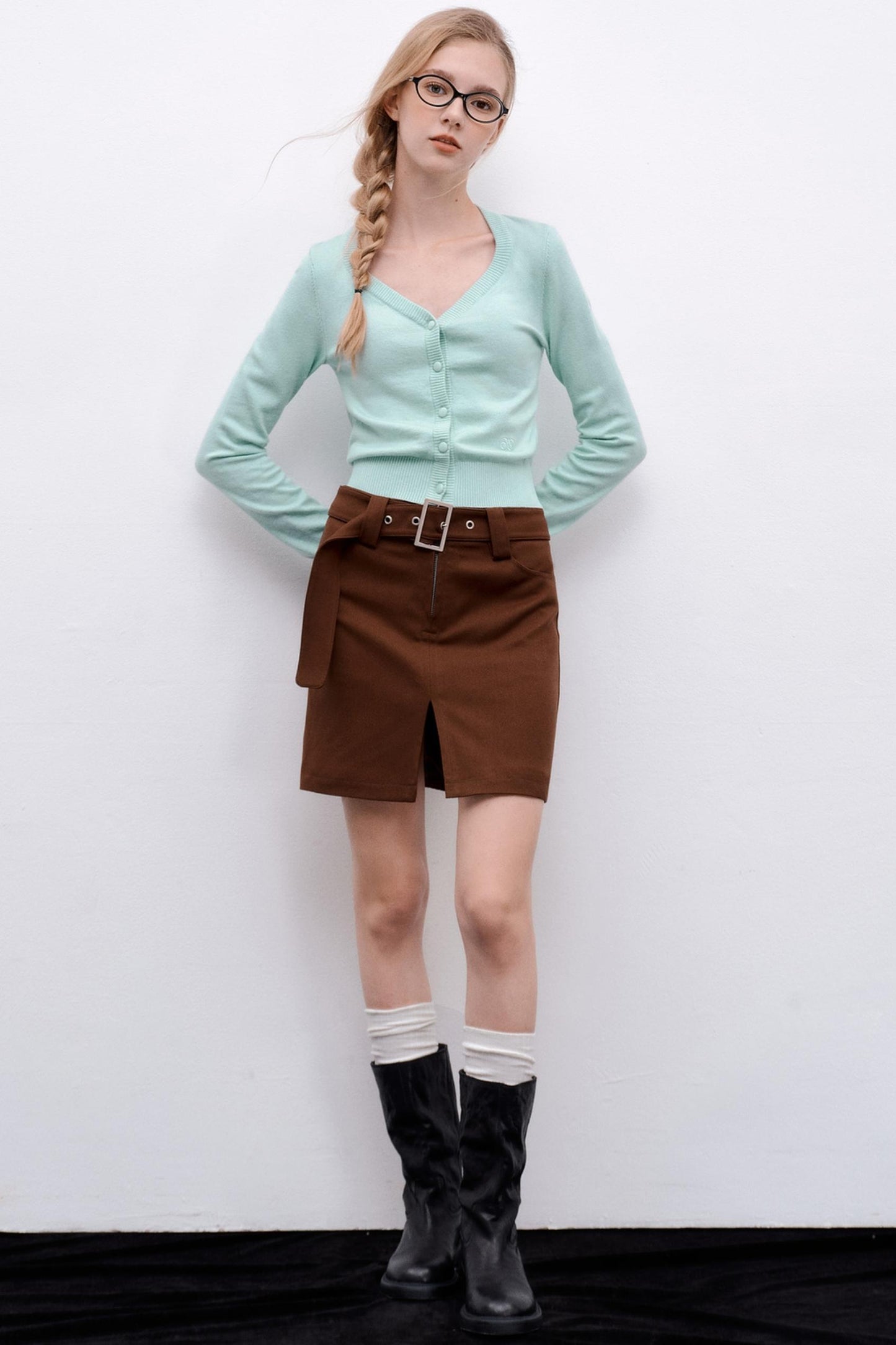 Wool Knit Cropped Sweater Top