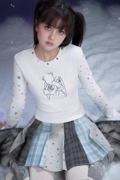 Blue-Gray Pleated Skirt