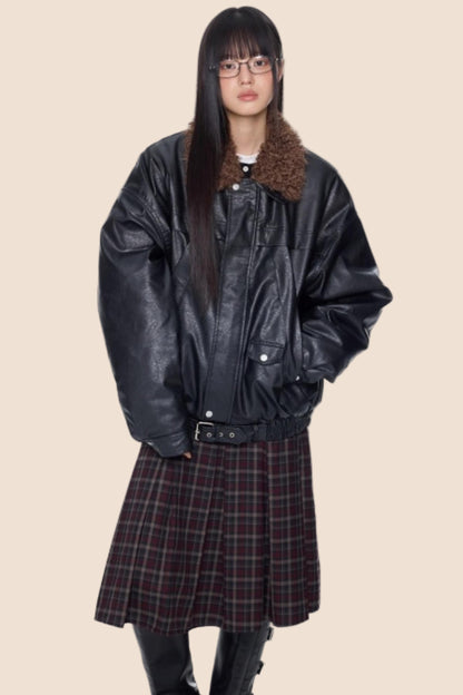 Fur Collar Leather Jacket