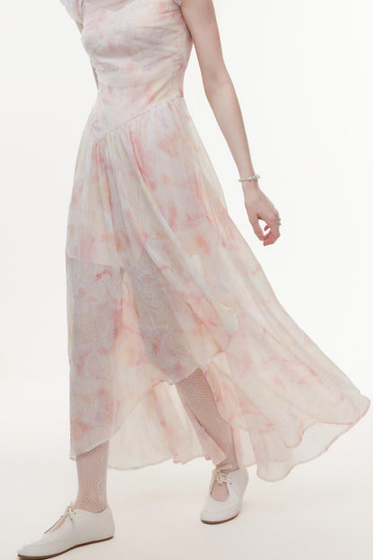 Pink Chiffon A-Line Dress