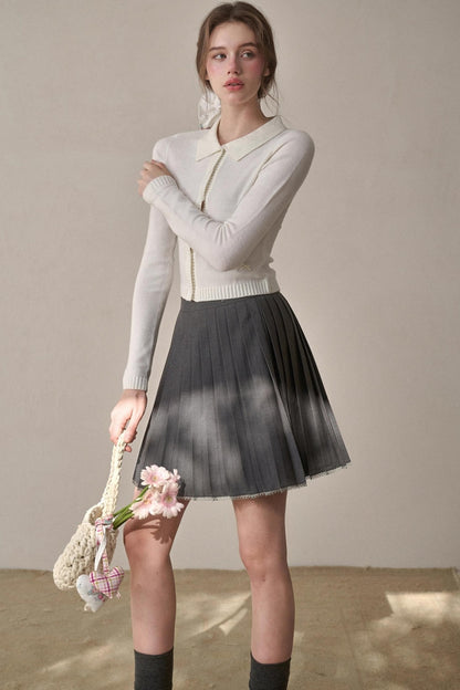 Gray Pleated Skirt