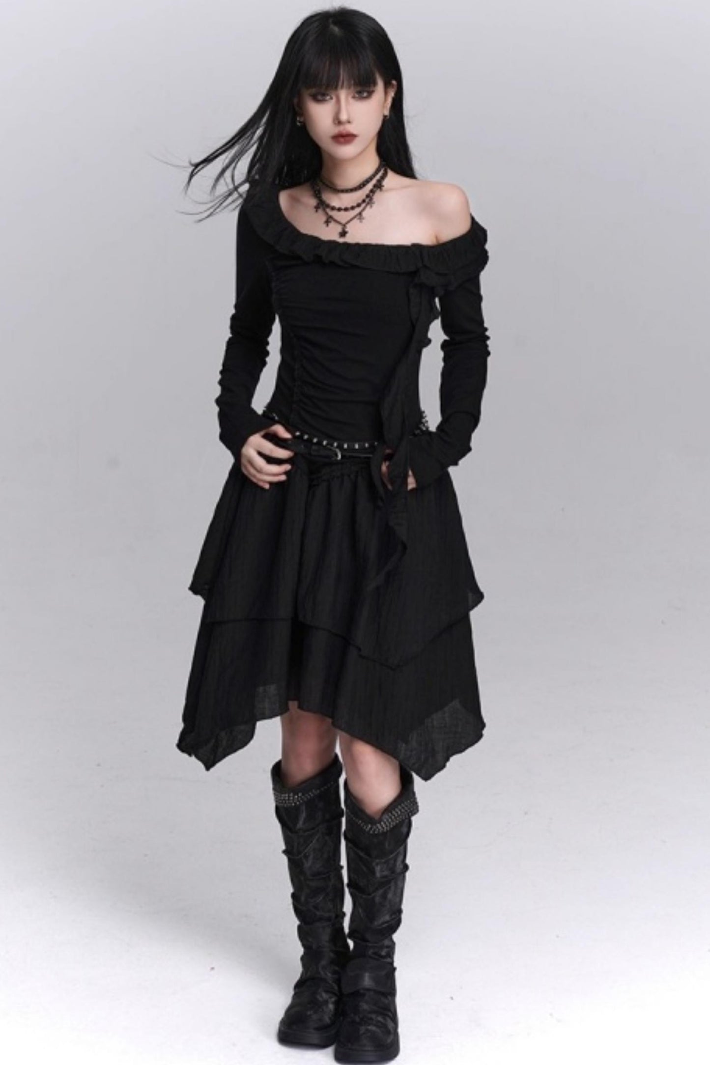 Cinched-Waist Autumn Dress