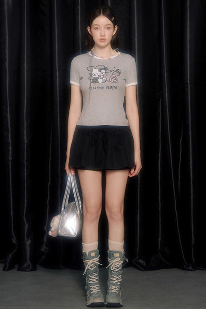 Original Cartoon Print Crop Top