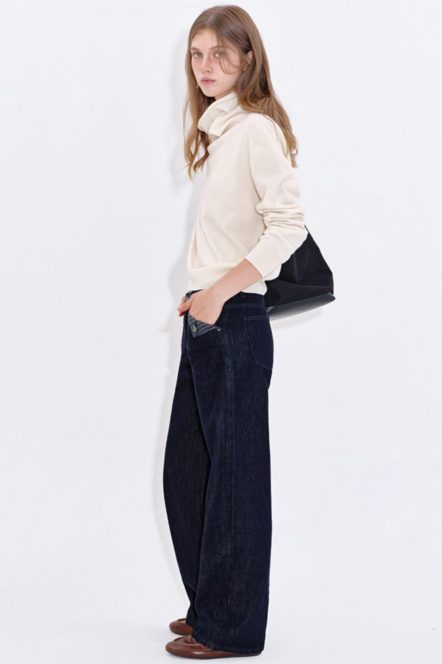 High Cashmere Wool Tricolor Knit Top