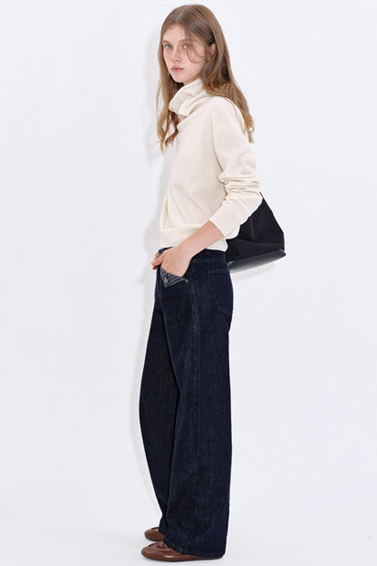 High Cashmere Wool Tricolor Knit Top