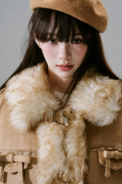 Eco-Friendly Fur Bow Coat