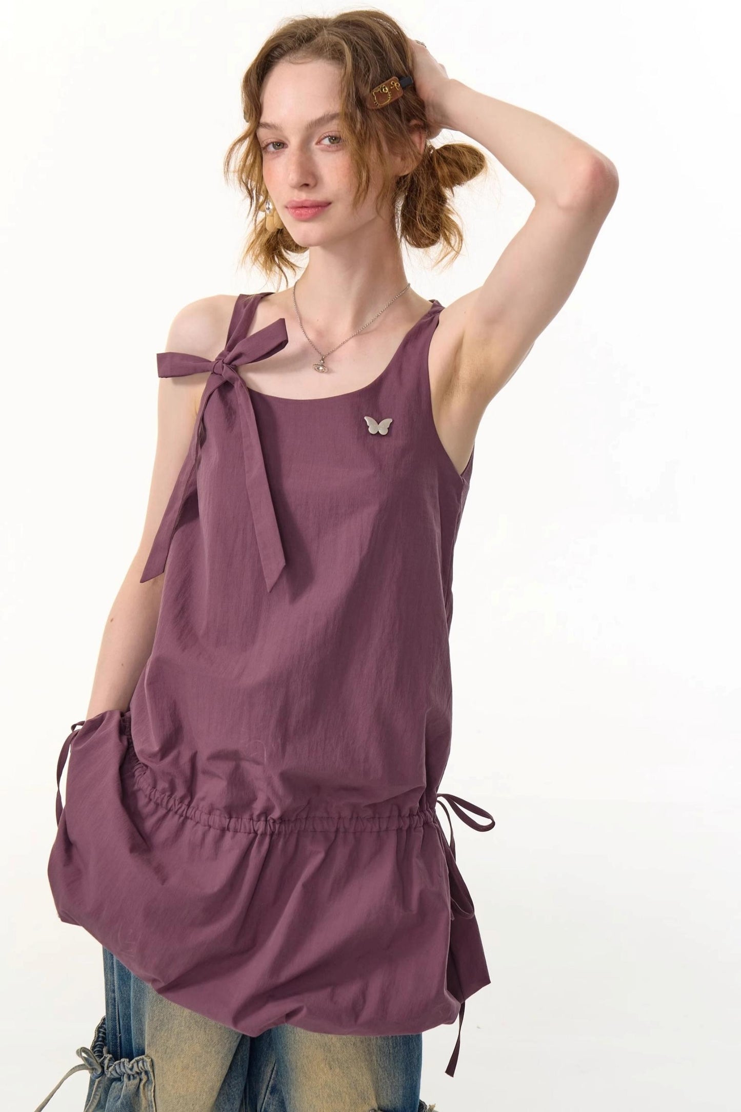 Retro Floral Purple Camisole Dress