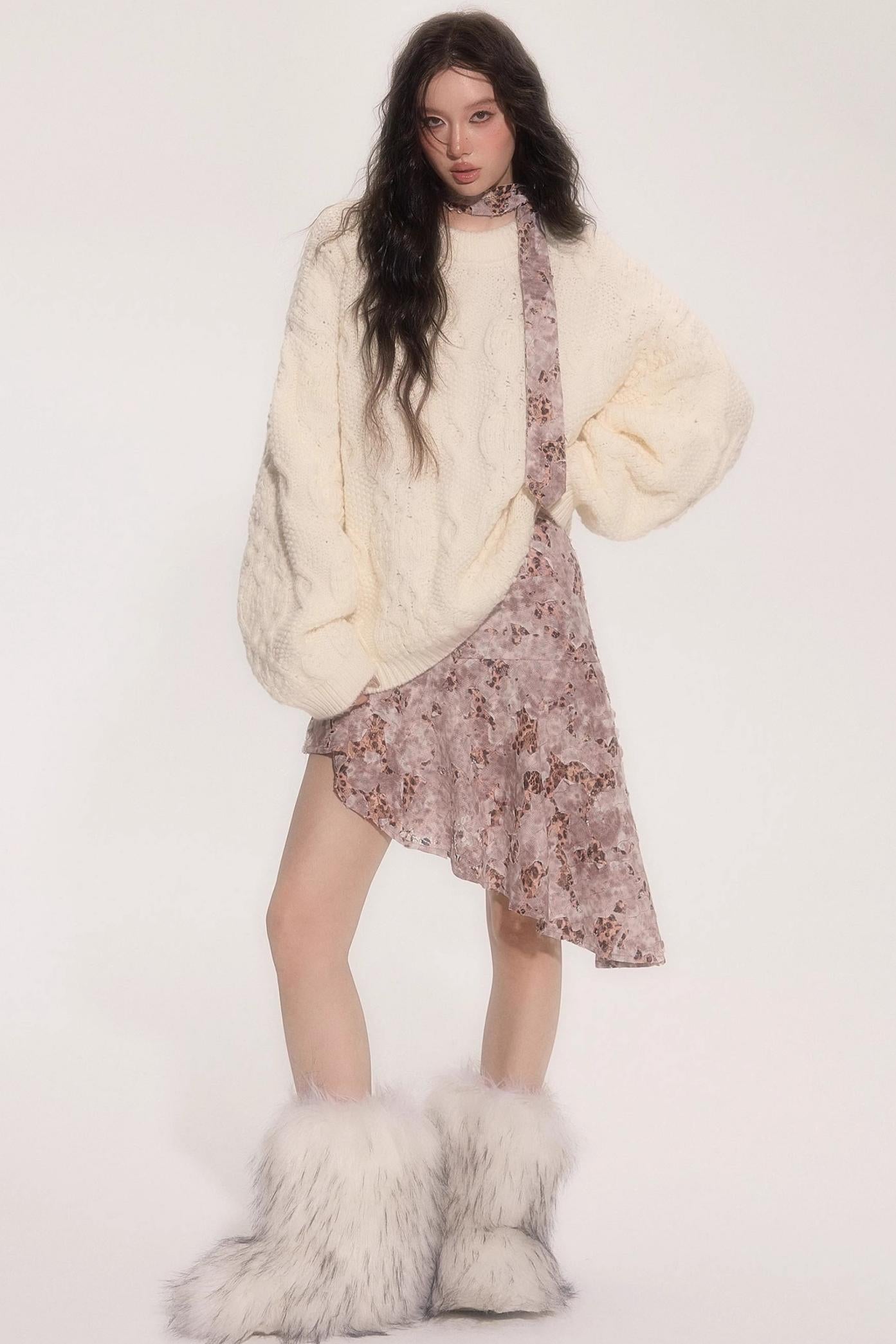 Leopard Patchwork Skirt With Tie Set-Up