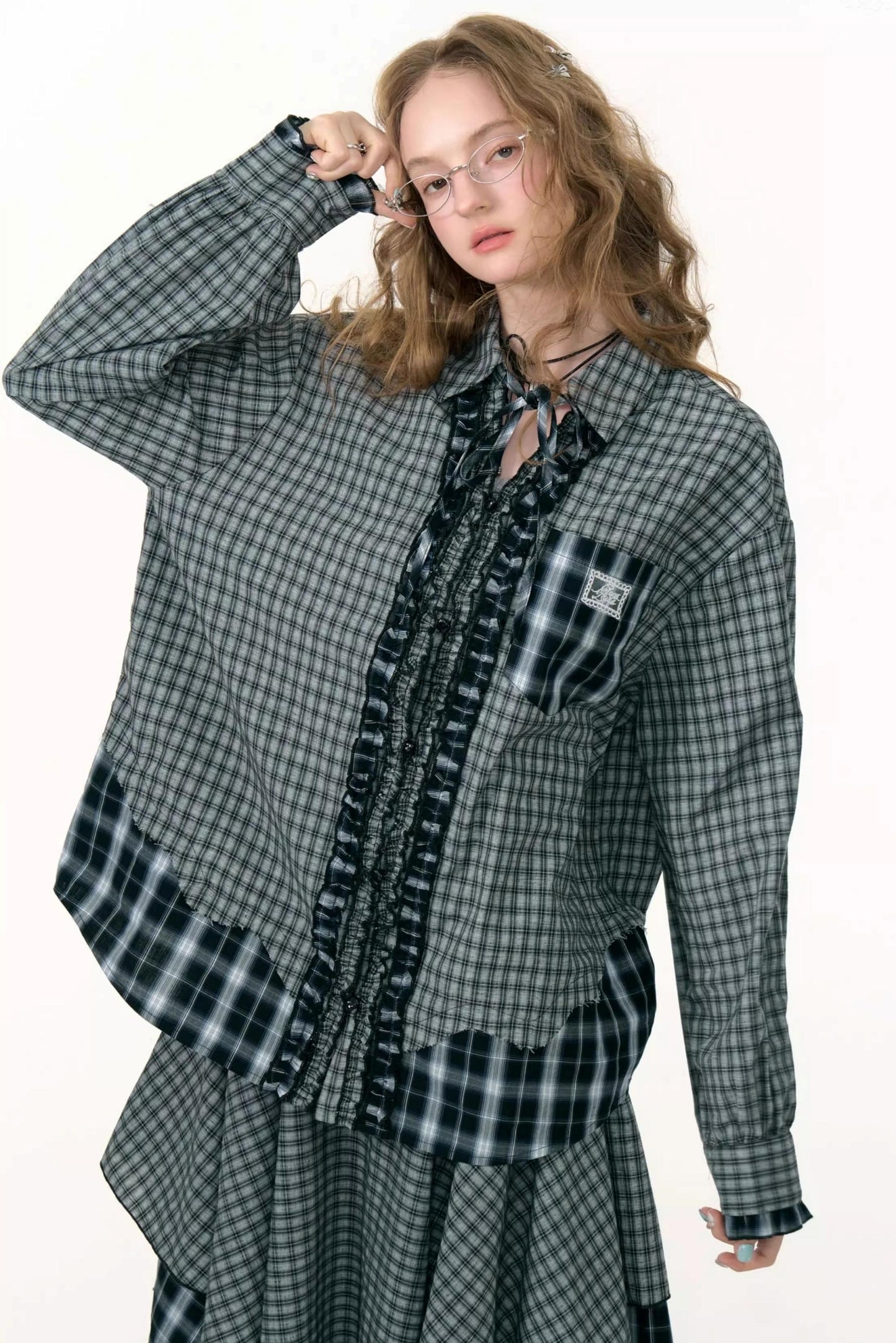 Retro Plaid Long-Sleeved Shirt