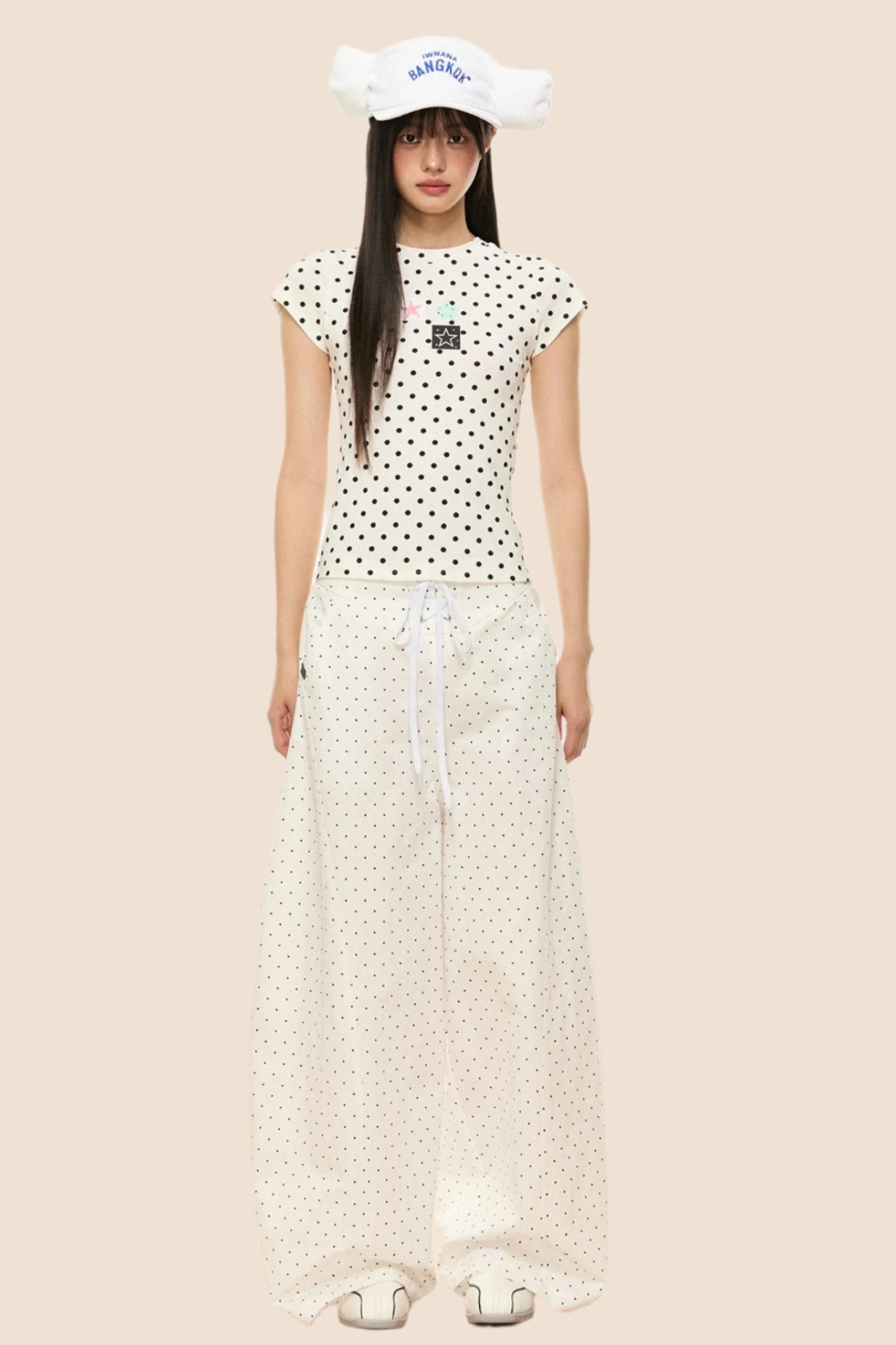 Polka Dot Wide-Leg Pants