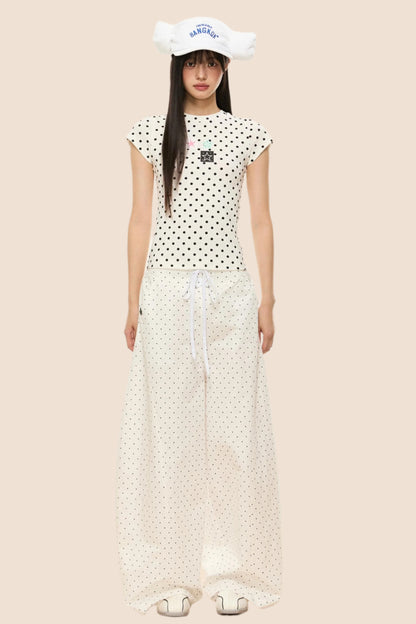 Polka Dot Wide-Leg Pants