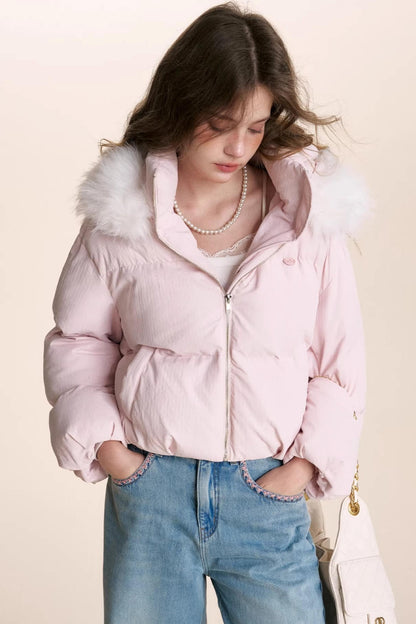 Detachable Fur Collar Hooded Jacket