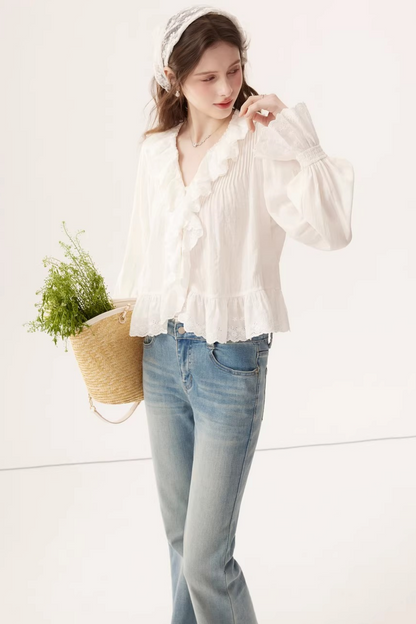 Linen V-Neck Blouse