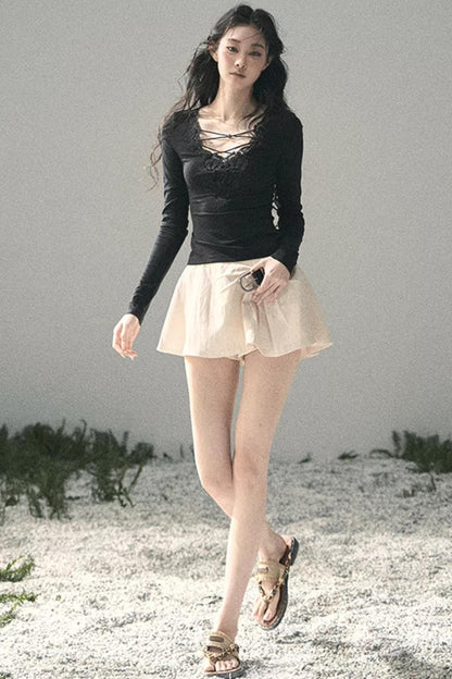 Lace V-Neck Summer Top